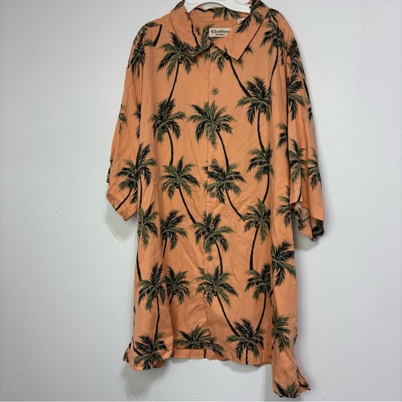 Caribbean Silk Blend Cotton 3XT Men's Button Up Short Sleeve Shirt Palm Tree - Picture 1 of 6